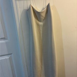 Zara Strapless Cowl-Neck Slip Dress in Light Beige